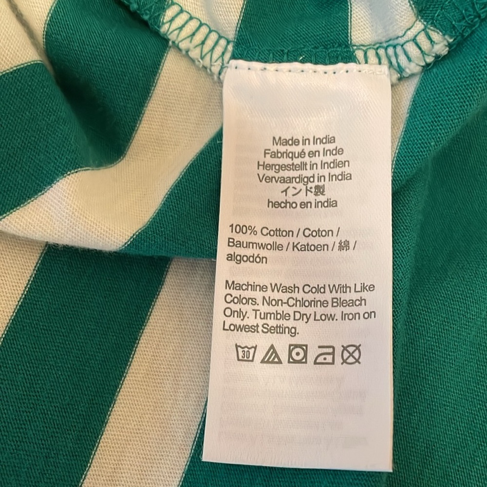 J. Crew Kelly Green and White Striped Midi Tee Dress 100% Cotton Small EUC - Picture 9 of 11